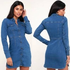 Free People denim button mini dress